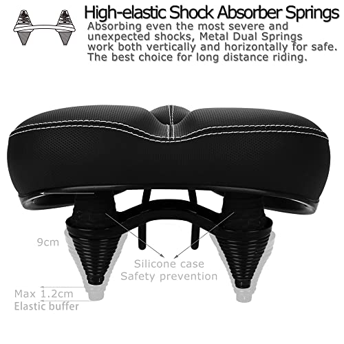 Daway Most Comfortable Bike Seat - C30 Oversized Extra Wide Exercise Bicycle Saddle, Universal Fit For Peloton, Road, Stationary, Mountain, Cruiser Bikes, Gift For Men Women Senior, Soft Foam Padded #TOP4