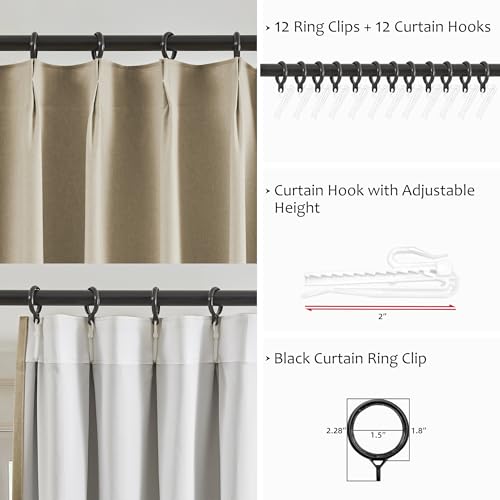 Jubilantex Tan Brown Pinch Pleated Full Blackout Curtains 84 Inches Long for Bedrooom Farmhouse Thermal Insulated Window Treatments Set with Hooks for Living Room,Tan Brown 2 Panels by Jubilantex - Image 4