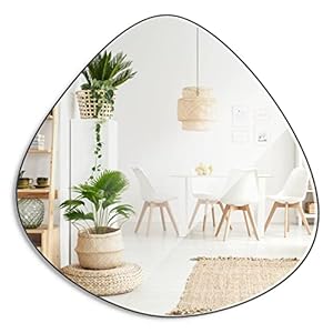 Barnyard Designs Irregular Wall Mirror – Asymmetrical Round Mirror with Unique Abstract Shape – Mount from Multiple Directions – Perfect for Modern Decor, Black (26″, Tear Drop)