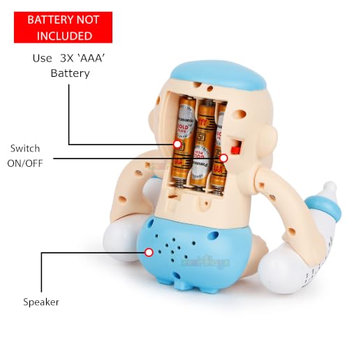 Image of Zest 4 Toyz Musical Baby Toy for Kids | Voice Controlled Tumbling Baby Doll Clap Activated Crawling Rolling Toy 360 Degree Rotating Musical Battery Operated Toy for Boys Girls (Pack of 1) Multicolor