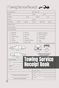 Hardcover Towing Service Receipt Book: 50+ Work Orders and Invoices For Towing and Transport Services Book