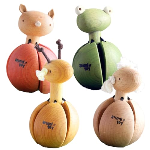 木のおもちゃarumitoy グッド・トイ受賞 口に入れられる赤ちゃんガラガラ 木のおもちゃ 木の動物ガラガラ×1 高さ:10〜11cm