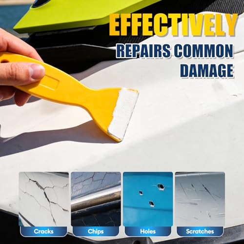 Nanoxa Marine Fiberglass Repair Kit, Gel Coat Repair Kit for Boats with Color Match, Fiberglass Boat Repair Kit, Weather-Resistant Epoxy Filler for Boats Fix Deep Cracks, Chips, Holes & Scratches — view 3