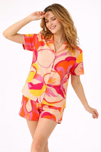 Image of Women Pajama Set Printed Cord-Set Night Suit Set of Shirt & Shorts Set Women Night Wear Set