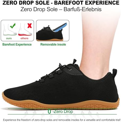 Geweo Barefoot Shoes Heren Dames Zomer Minimalist Barefoot Schoenen met Brede Teenendoos Ademende Trailrunning Sportschoenen Zero-Drop Zolen Loopschoenen Fitness Sneakers Rood Bordeaux Unisex 37EU