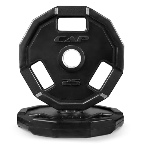 CAP Barbell 25 Lb 12-Sided Rubber Coated Olympic Weightlifting Grip Plate – Pair (25lb x 2)