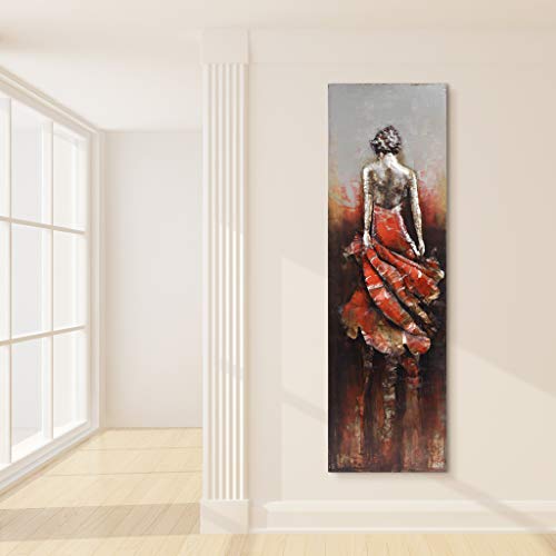 Empire Art Direct Lady Iron Wall Art 3D Metallic Hand Painted Sculpture,Ready To Hang,Living Room, Bedroom ＆ Office, 22 In. X 2.8 In. X 72 In, Red,Brown #TOP3