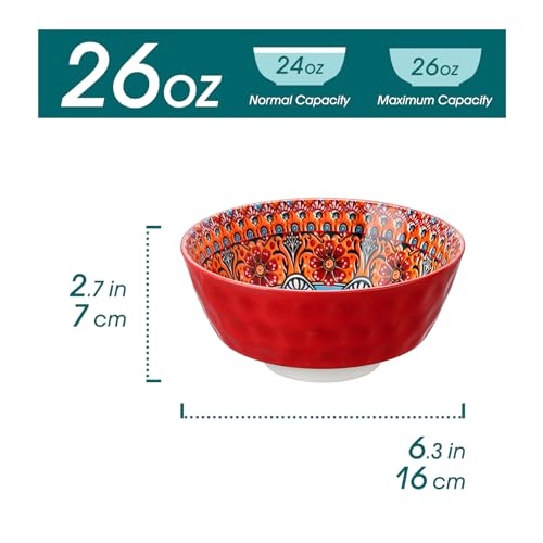 vancasso Boho Cereal Bowls Set of 6, 26oz Porcelain Soup Bowls - image 2