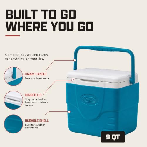Image of Coleman Chiller 9 /16 /30 /48 /60qt Cooler with Ice Retention, Leak Resistant, Great for Camping, Concerts, Sports, and More