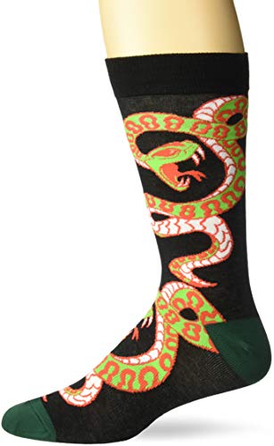 K. Bell Men's Pop Culture Slapstick Fun Novelty Crew Socks, black (snakes), Shoe