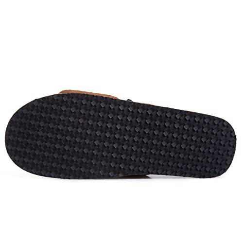 Image of Lucky Brand Mens Microsuede Memory Foam Open Toe Slippers, Cool Adjustable Strap Indoor Outdoor House Sliders for Men
