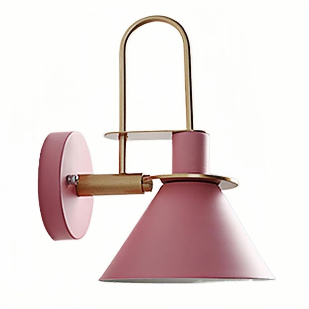JYBNBBE Nordic Macaron Wall Lamp, Colorful Metal Sconce for Bedroom, Living Room & Corridor, E27,Pink