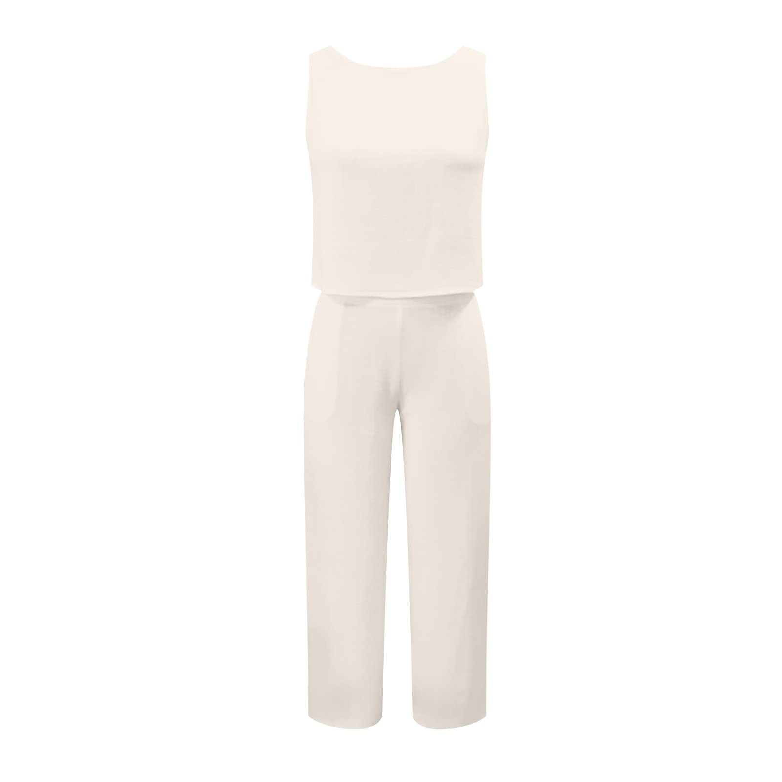 Jumpsuit Damen Sommer Elegant: Hausanzug Damen Einteiler: Armellos Jogginganzug Bein Hose Hose Einfarbige Playsuit Bequeme Weste Und Lange Hosen Baggy Onesie Hosenanzug Freizeitanzug Casual Tracksuit