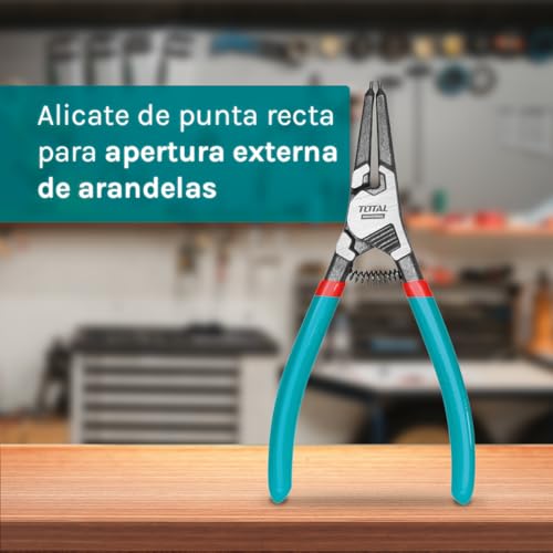 Miniatura 2 de Total - Alicate Recto Para Apertura Externa De Arandelas - 180mm - Facricado En Acero Cr-V Y Acabado En Pulido Negro - Resistente A La Corrosión - Para Anillos De Retención Exterior