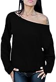 Awkwardstyles Women's Sexy Off the Shoulder Slouchy Oversized Sweatshirt XL Black