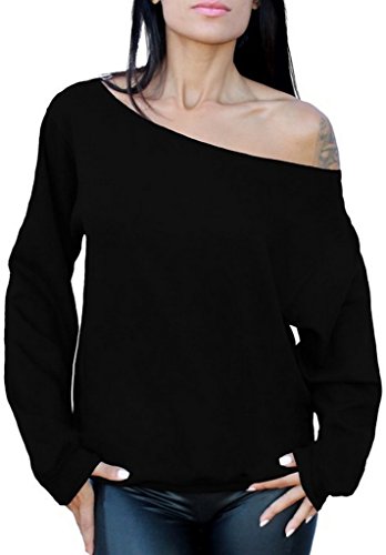 Awkwardstyles Women's Sexy Off The Shoulder Slouchy Oversized Sweatshirt XL Black