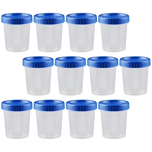 iplusmile 25pcs Blue Lid Measuring Cup Liquid Sample Container Cup Sample Test Cup Stool Container Bottle Pp Jar 4oz Medical