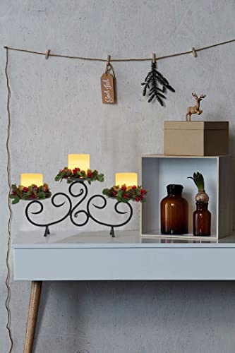 Yakii Christmas Centerpieces For Tables,Christmas Table Centerpieces With 3 Led Flameless Wax Candles,Xmas Tabletop Candle Holder For Indoor Home Christmas Decoration #TOP7
