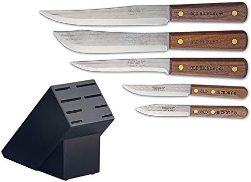 Old Hickory 5 Pieces Kitchen Knife Set with Black Wood Block
