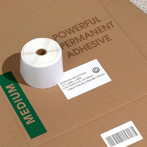 Spartan Industrial - 2.25" X 1.25" Direct Thermal Labels (10 Rolls, 1000/Roll) Perforated Barcode Address Labels - Compatible with Rollo and Zebra Desktop Printers image 1