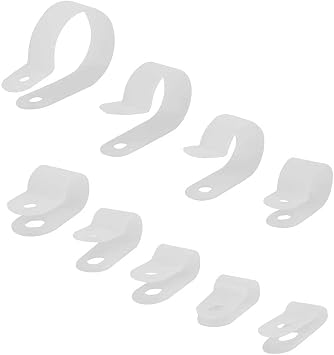 225pcs 9 Size White Nylon R-Type Cable Clamps Fastener Assortment Kit for 1/8, 3/16, 1/4, 5/16, 3/8, 1/2, 5/8, 3/4, 1 Inch Dia Wire Tube Plastic Wire Cord Clip Fixer
