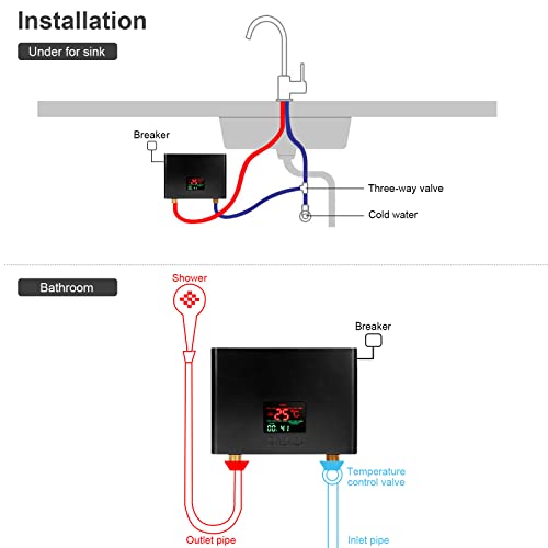 Chauffe-eau électrique instantané 3000W avec commande tactile