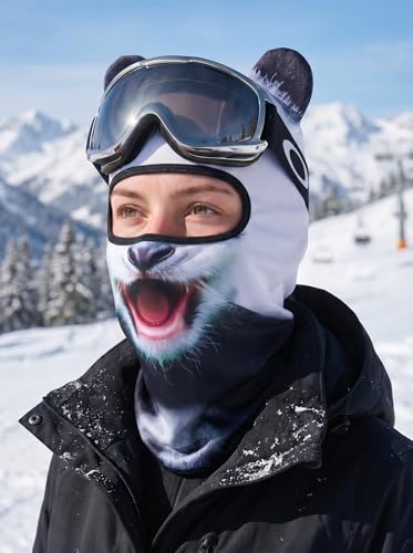 Image of 3D Cat Ski Balaclava Sheisty Face Mask with Ears Cute Animal Ski Mask for Music Festivals Raves Party Outdoor Activities
