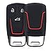Produktbild kwmobile Autoschlüssel Silikon Hülle kompatibel mit Audi 3-Tasten Smartkey Autoschlüssel (nur Keyless Go) - Schlüsselhülle - in Schwarz Rot