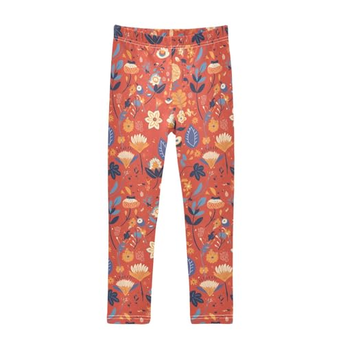 Floral Kids Girl's Cotton Pants Stretch High Waisted Leg Yoga Pants Exercise