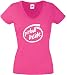 JINTORA Maglietta T-Shirt - Shirt - Donna Rosa - V-Collo - Größe M - Pitbull all'Interno - JDM/Die Cut - per la Festa Carnevale Carnevale Lavoro Sportivo