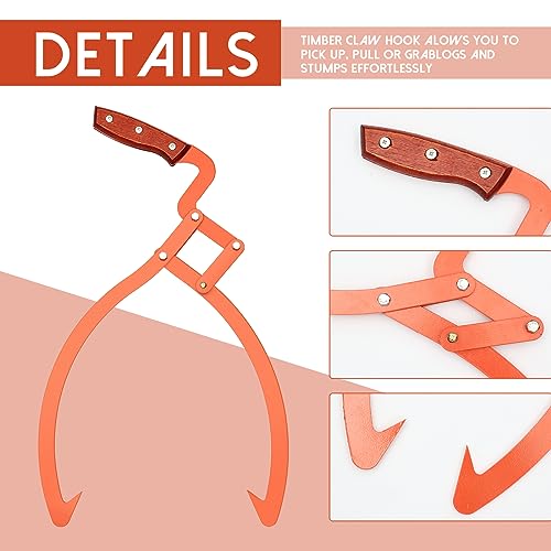 Blulu 2 Pcs 20 Inch, 12 Inch 2 Claw Log Tongs Logging Skidding Tongs with Non Slip Grip Stainless Steel Hand Log Grapple Lifter Handling, Dragging, Carrying Tool for Moving Wood Trees by Blulu - Image 3