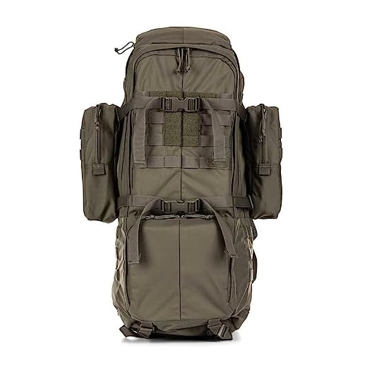 5.11 Tactical Military RUSH100 60L Deployment Backpack, Hydration & Storage Ready, Style 56555, Ranger Green, Large/X-Large: 35"-45" Hip