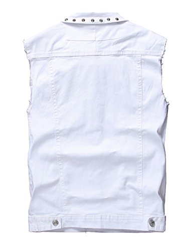Image of Men's Punk Denim Vest Sleeveless Jean Jackets With Rivets