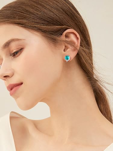 FindChic 925 Sterling Silver Non-Pierced Stud Earrings Round Birthstone Clip-on Earrings for Women Girls Sparkling Zirconia/Moonstone Studs, with Gift Box2