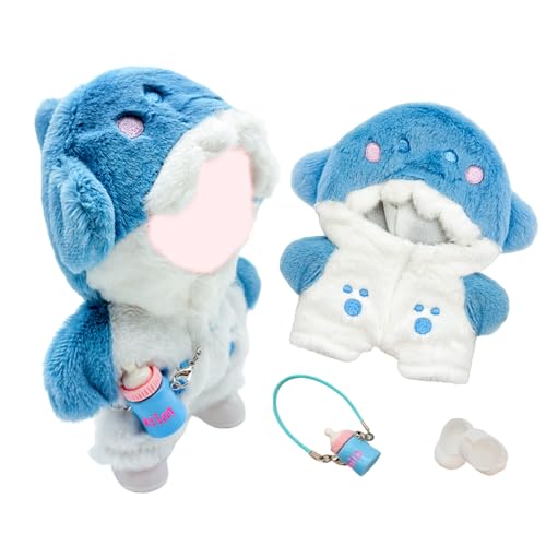 Puppenkleidung für 17cm Puppen, Puppenkleidung für 17cm Puppen, Blauer Hai-Kleidung enthält 1 Hoodie, 1 Milchzahn und 1 ...