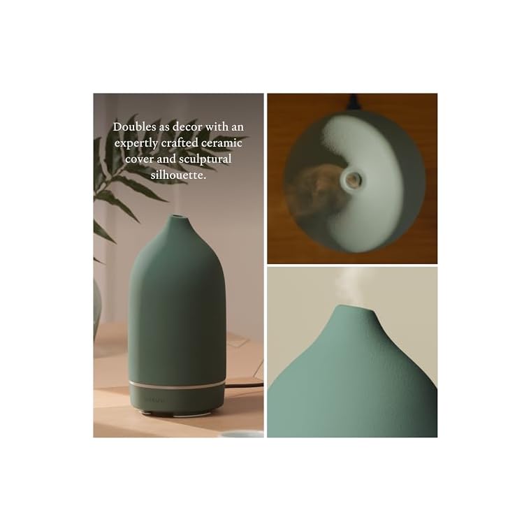 Vitruvi Stone Diffuser, Ceramic Ultrasonic Essential Oil Diffuser for Aromatherapy | Ceramic, Home Decor | Sea, 90ml Capacity - Image 5