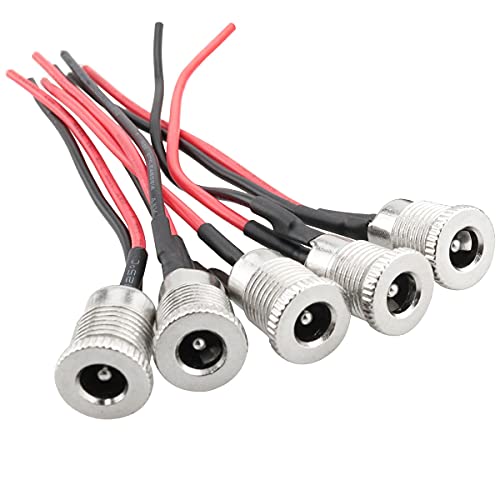 Conector DC 5.5 x 2.1 mm hembra chasis con tapa impermeable para audio y CCTV pack de 5 5