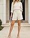 Arach&Cloz Women's Elegant Pleated Dressy Short High Waist Fashion Capsule Wardrobe for Women 2026 Summer Shorts for Business Casual Work Loose White Linen Shorts L