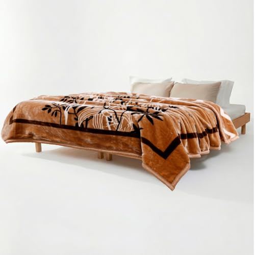 Image of ABRAZO Reversible Mink Blanket for Winter & AC | Double Bed 220x240 cm Soft & Warm Blanket /Dohar /Quilt /Comforter | All Season Use | (Ambrose Beige)