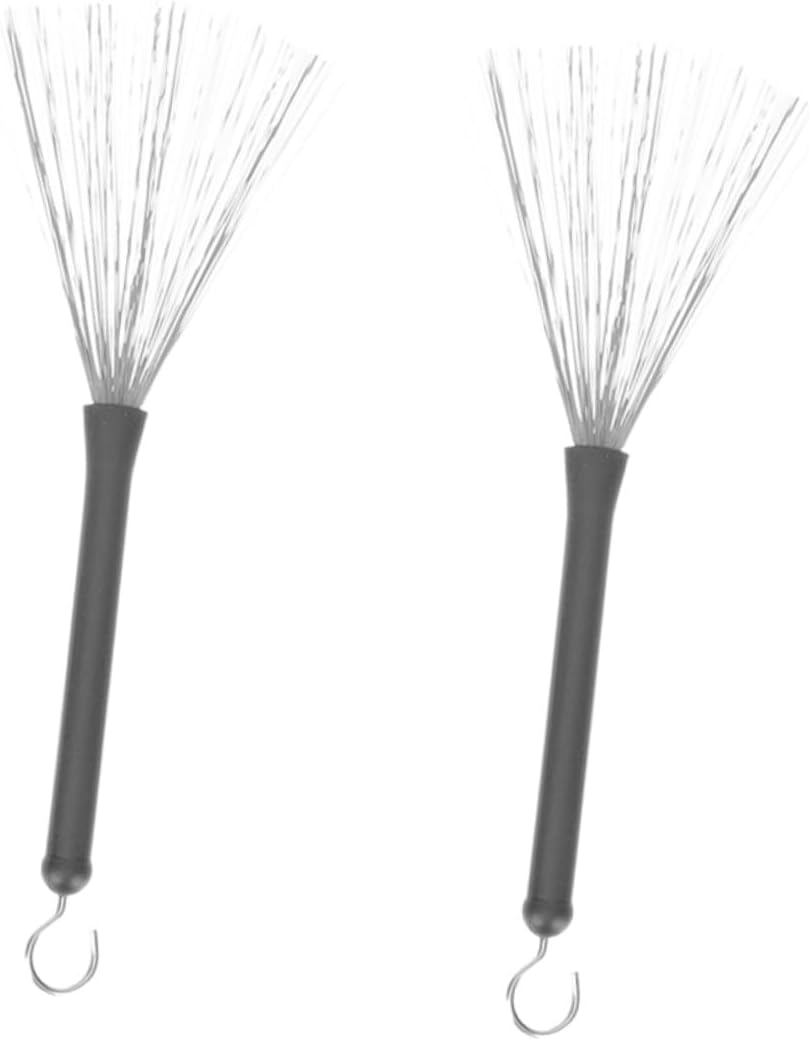 SHOWERORO 2Pcs Retractable Drum Brush Stainless Steel Wire Jazz Drum Brushes with Comfortable Handle for Enhanced Volume and Articulation Percussion Performance