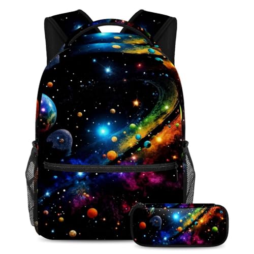 Sac à dos grande capacité galaxie étoilée pour les cours au lycée et les voyages de week-end