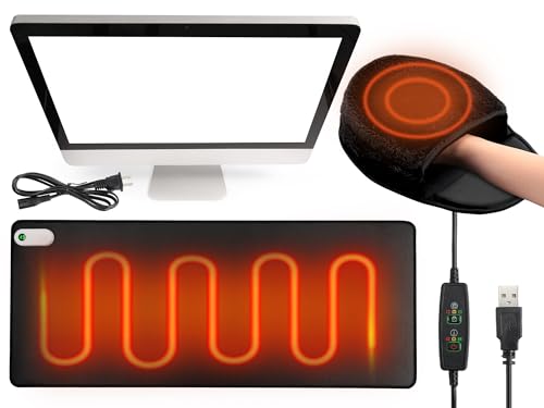 VIHOSE 2 Pcs Heated Desk Pad USB Heated Mouse Pad ...