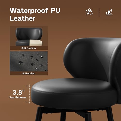 Image of 26 inch Black Bar Stools Set of 6, Swivel Kitchen Island Chairs