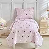 JHCHMX Cot Bed Duvet Cover Set,Purple Star Pattern Toddler Bedding Set For Girls,Soft Reversible Duvet Cover with Pillowcase Kids Bedding Set-120x150cm
