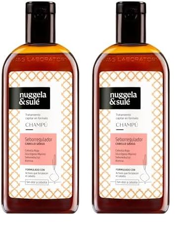 Nuggela & Sulé Champú Seborregulador para Cabellos Grasos. Con Extracto de Cebolla Roja y Seborreductyl. Reduce la Secreción Sebácea y Mejora la Calidad del Cabello. 1 x 250 ml (Paquete de 2)