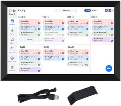 10.1in Smart Online Digital Calendar, 1280X800 Full HD Touchscreen Family Planner and Calendar with Chore Chart and Meal Planner, Wall Mountable, ABS Material