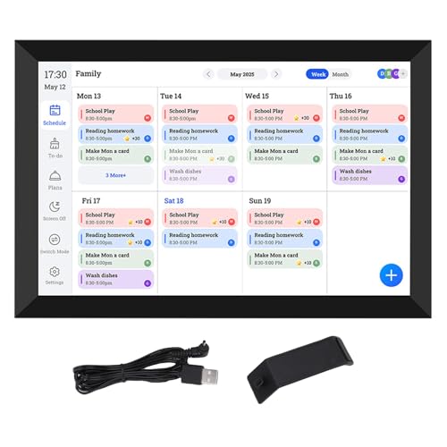 Cryfokt 10.1 Cali 1280x800p Inteligentny Kalendarz Cyfrowy Online z Wykresem Chore i planistą Posiłków, Planista Rodzinny Pełny Ekran Dotykowy, Materiał ABS Materiał Funkcjonalny