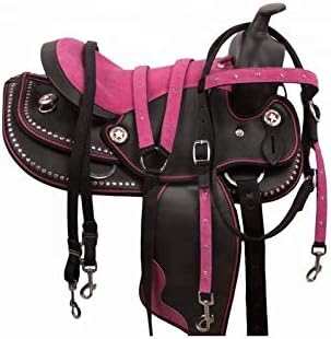 Western Barrel Racing Handmade Synthetic Cordura Horse Saddle Lightweight Trail Tack Equestrian Get Matching Headstall, Breastplate & REINS, Size: 10-18 inches Seat, DD27
