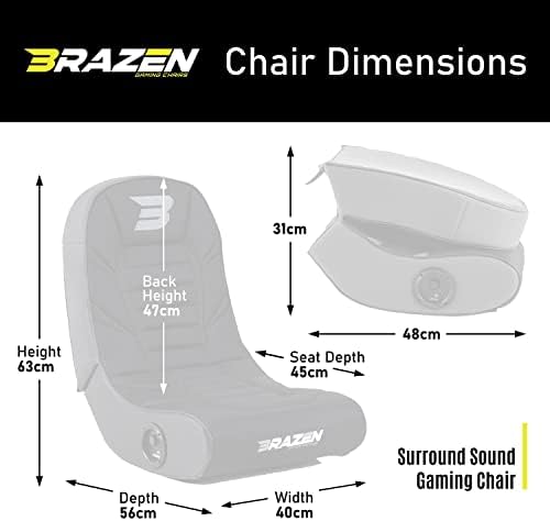 BraZen Predator Gaming Chair 2.0 Speakers Surround Sound Foldable PU Leather Floor Rocker Esports Chair For Children British Brand - Red