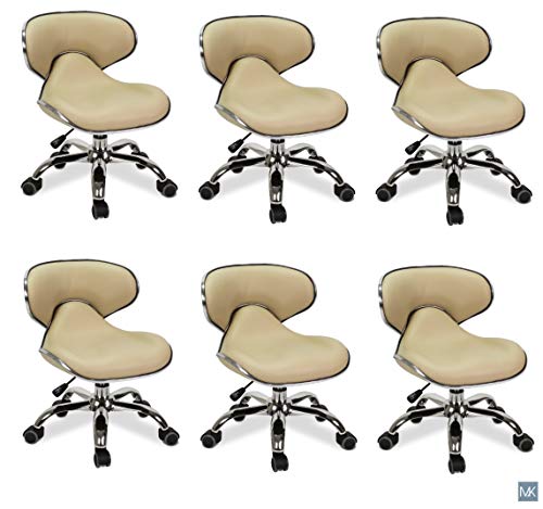 MAYAKOBA SET OF 6 Nail Salon Pedicure Stool UMI CREAM Pedicure Chair Short Adjustable Comfort Pneumatic Pump Salon Furniture & Equipment